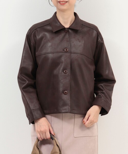 MICO COULIER（ミコクリエ）の「ストレッチレザージャケット（ブルゾン・レディース・キャメル/ブラウン・38）」の20枚目の写真