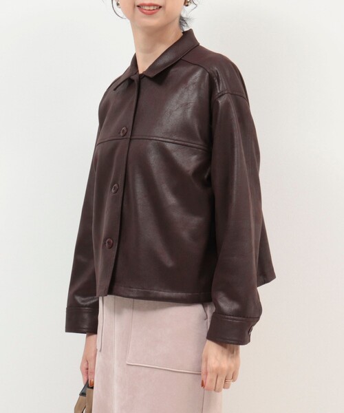 MICO COULIER（ミコクリエ）の「ストレッチレザージャケット（ブルゾン・レディース・キャメル/ブラウン・38）」の22枚目の写真