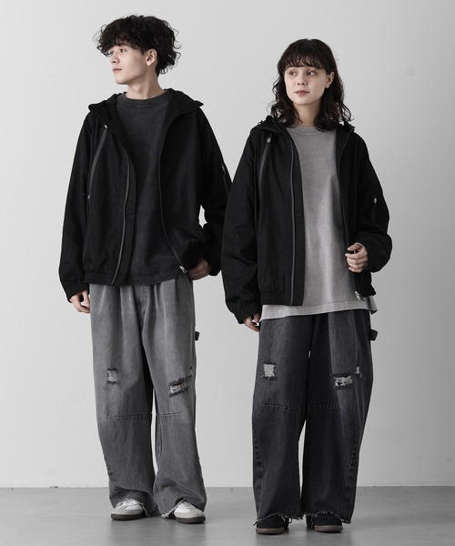 RUUBON(ルーボン)の「【RUUBON】 tech double zip hooded blouson / テックダブルジップフーデットブルゾン(ブルゾン・メンズ・ブラック・S/M/L)」の2枚目の写真