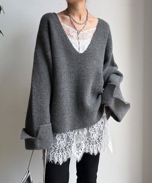 ふーうぅぅぅこ WEB限定】深Vワイドスリーブプルオーバー（ニット/セーター