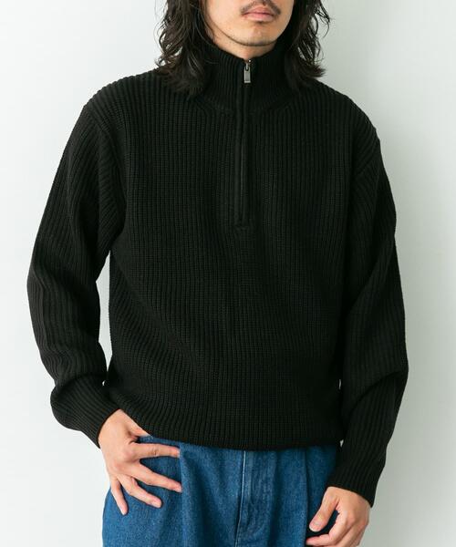 セール】マルチサイズハーフジップニットプルオーバー（ニット