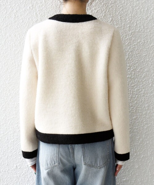 SHIPS any: バイカラー クルーネック カーディガン ジャケット（ノー