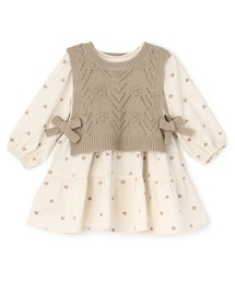 petit main（プティマイン）の「【リンク】ベストつきティアードワンピース(キッズサイズ)（シャツワンピース）」