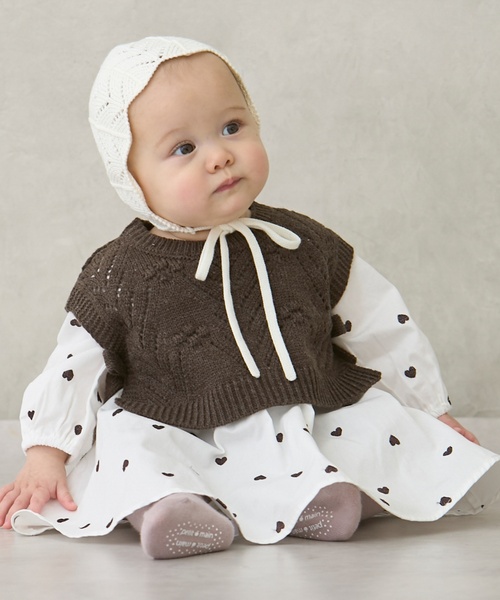 petit main（プティマイン）の「【リンク】ベストつきティアードワンピース(キッズサイズ)（シャツワンピース・キッズ・アイボリー/ブラウン/モカ・80ｃｍ/110cm/120cm/100cm/90cm/130cm）」の6枚目の写真