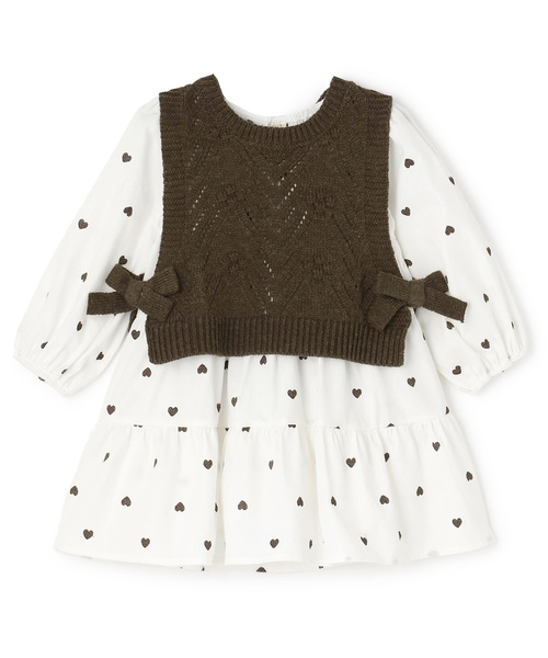 セール】【リンク】ベストつきティアードワンピース(キッズサイズ