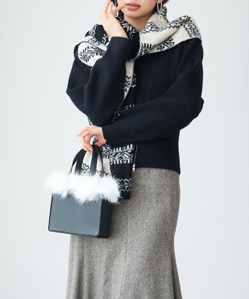 SAISON DE PAPILLON(セゾンドパピヨン)の「ショート丈ジップ付きニットトップス(ニット/セーター・レディース・ベージュ/ブラック/グレー・L/M)」の12枚目の写真