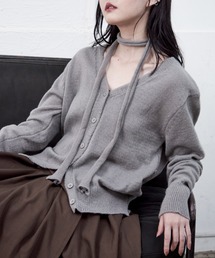 Y/lim（イリム）の「スリムマフラー付き透かし編みカーディガン（カーディガン/ボレロ）」
