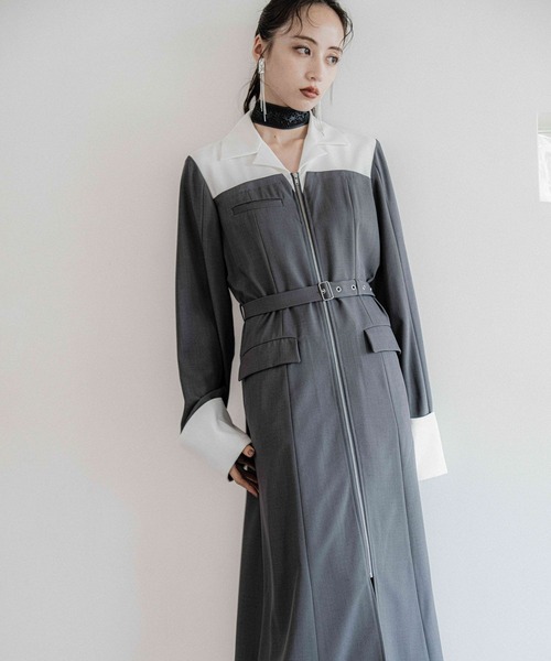 HAREタグ付きレースドッキングジップワンピース セール】ジップレイヤーハイショクワンピース(HARE)（ワンピース