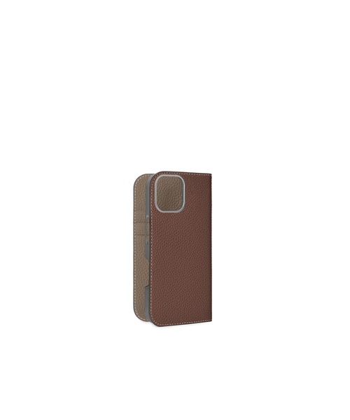 iPhone 17 シュリンクレザー 【限定カラー】チョコレートブラウン×レッド iPhone 17) ダイアリーケース シュリンクレザー（スマホケース/カバー