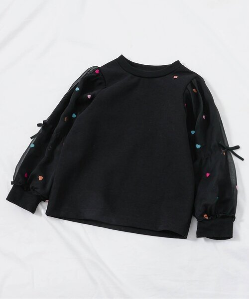 apres les cours（アプレレクール）の「【WEB限定/ジュニア対応】3柄シアースリーブトップス（Tシャツ/カットソー・キッズ・アイボリー/クリーム/ブラック/グレー・80/100/140/130/120/110/90）」の2枚目の写真