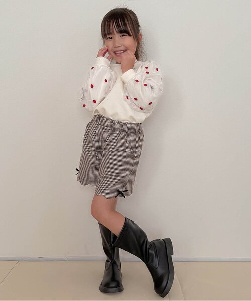 apres les cours（アプレレクール）の「【WEB限定/ジュニア対応】3柄シアースリーブトップス（Tシャツ/カットソー・キッズ・アイボリー/クリーム/ブラック/グレー・80/100/140/130/120/110/90）」の7枚目の写真