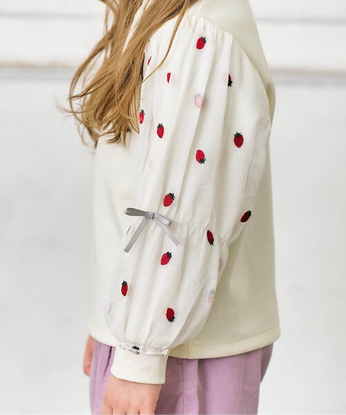 apres les cours（アプレレクール）の「【WEB限定/ジュニア対応】3柄シアースリーブトップス（Tシャツ/カットソー・キッズ・アイボリー/クリーム/ブラック/グレー・80/100/140/130/120/110/90）」の16枚目の写真