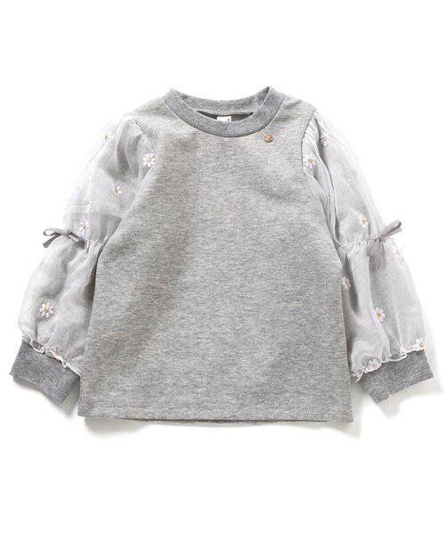 apres les cours（アプレレクール）の「【WEB限定/ジュニア対応】3柄シアースリーブトップス（Tシャツ/カットソー・キッズ・アイボリー/クリーム/ブラック/グレー・80/100/140/130/120/110/90）」の18枚目の写真