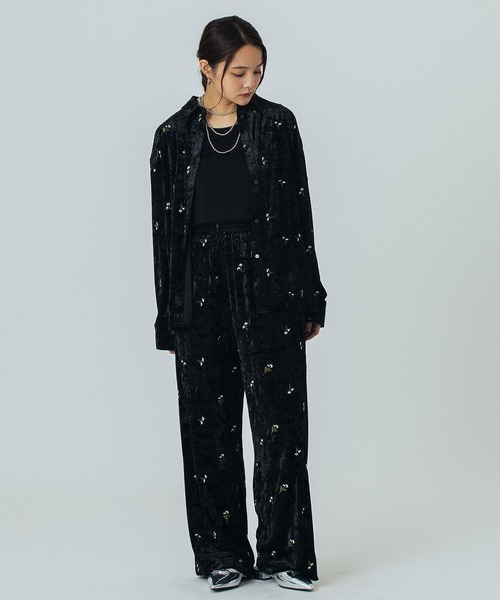 ROSE BUD（ローズバッド）の「EMBROIDERY VELOUR SHIRT（シャツ/ブラウス・レディース・ブラック/イエロー・ONE SIZE）」の9枚目の写真