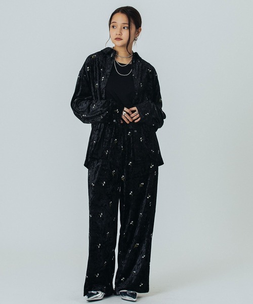 ROSE BUD（ローズバッド）の「EMBROIDERY VELOUR SHIRT（シャツ/ブラウス・レディース・ブラック/イエロー・ONE SIZE）」の10枚目の写真