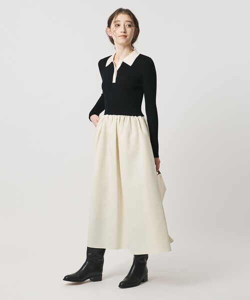 バックリボンポロフレアワンピース Back Ribbon Polo Flare One-Piece