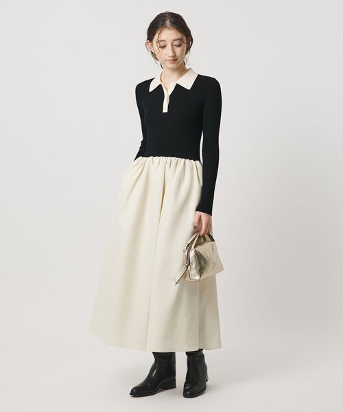 UNITED ARROWS（ユナイテッドアローズ）の「フィット ＆ フレア ポロワンピース（ワンピース・レディース・ブラック/ネイビー・FREE）」の6枚目の写真