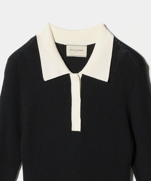 UNITED ARROWS（ユナイテッドアローズ）の「フィット ＆ フレア ポロワンピース（ワンピース・レディース・ブラック/ネイビー・FREE）」の21枚目の写真