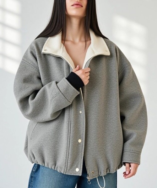 cammie(キャミー)の「ゆったりコーチジャケット(その他アウター・レディース・グレー/ネイビー・M/L)」の3枚目の写真