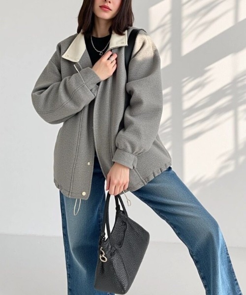 cammie(キャミー)の「ゆったりコーチジャケット(その他アウター・レディース・グレー/ネイビー・M/L)」の4枚目の写真