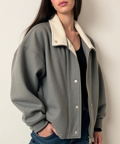 cammie(キャミー)の「ゆったりコーチジャケット(その他アウター・レディース・グレー/ネイビー・M/L)」の6枚目の写真