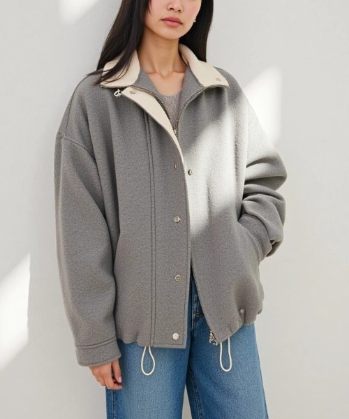 cammie(キャミー)の「ゆったりコーチジャケット(その他アウター・レディース・グレー/ネイビー・M/L)」の13枚目の写真