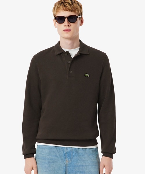 LACOSTE（ラコステ）の「コットンニットロングスリーブポロシャツ（ニット/セーター・メンズ・ダークブラウン/オフホワイト・2/3/5/4）」の2枚目の写真