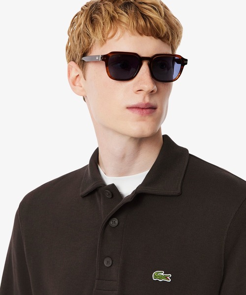 LACOSTE（ラコステ）の「コットンニットロングスリーブポロシャツ（ニット/セーター・メンズ・ダークブラウン/オフホワイト・2/3/5/4）」の3枚目の写真