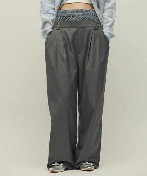 Firsthand(ファーストハンド)の「Firsthand/ファーストハンド ベロア ダブルウェスト イージースラックス / ワイドシルエット ウールライク スラックスパンツ(スラックス・レディース・ブラウン/グレー・M/S)」の7枚目の写真