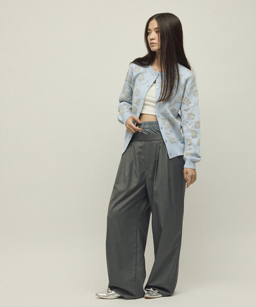 Firsthand(ファーストハンド)の「Firsthand/ファーストハンド ベロア ダブルウェスト イージースラックス / ワイドシルエット ウールライク スラックスパンツ(スラックス・レディース・ブラウン/グレー・M/S)」の12枚目の写真