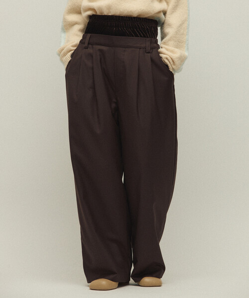 Firsthand(ファーストハンド)の「Firsthand/ファーストハンド ベロア ダブルウェスト イージースラックス / ワイドシルエット ウールライク スラックスパンツ(スラックス・レディース・ブラウン/グレー・M/S)」の14枚目の写真