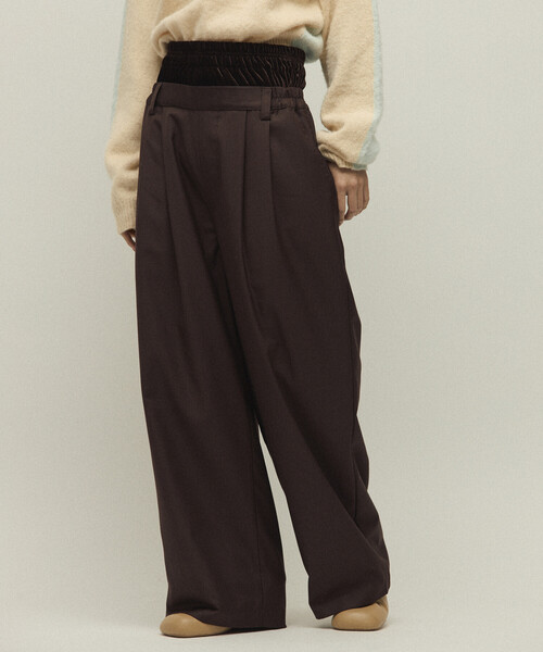 Firsthand(ファーストハンド)の「Firsthand/ファーストハンド ベロア ダブルウェスト イージースラックス / ワイドシルエット ウールライク スラックスパンツ(スラックス・レディース・ブラウン/グレー・M/S)」の15枚目の写真