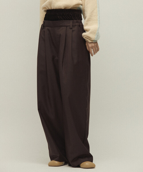 Firsthand(ファーストハンド)の「Firsthand/ファーストハンド ベロア ダブルウェスト イージースラックス / ワイドシルエット ウールライク スラックスパンツ(スラックス・レディース・ブラウン/グレー・M/S)」の16枚目の写真