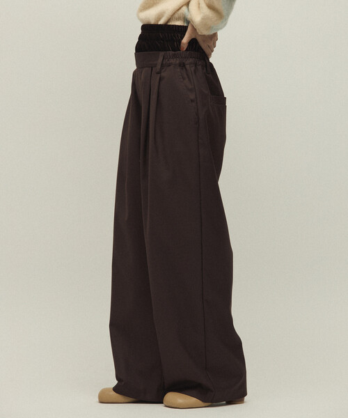 Firsthand(ファーストハンド)の「Firsthand/ファーストハンド ベロア ダブルウェスト イージースラックス / ワイドシルエット ウールライク スラックスパンツ(スラックス・レディース・ブラウン/グレー・M/S)」の17枚目の写真