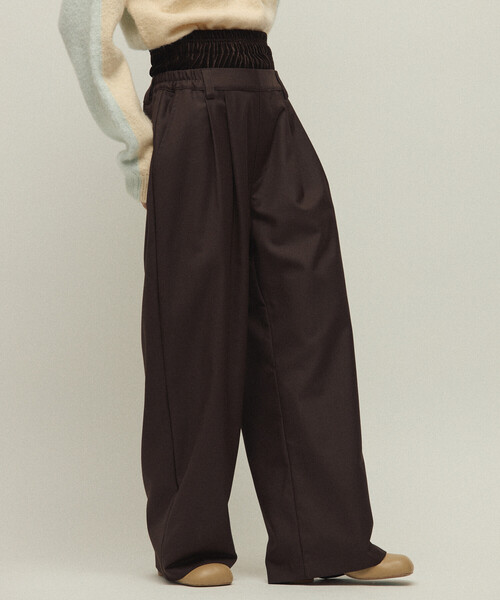 Firsthand(ファーストハンド)の「Firsthand/ファーストハンド ベロア ダブルウェスト イージースラックス / ワイドシルエット ウールライク スラックスパンツ(スラックス・レディース・ブラウン/グレー・M/S)」の19枚目の写真