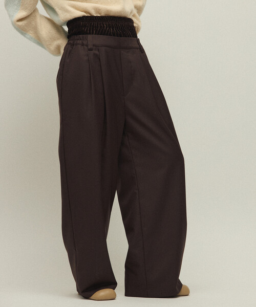 Firsthand(ファーストハンド)の「Firsthand/ファーストハンド ベロア ダブルウェスト イージースラックス / ワイドシルエット ウールライク スラックスパンツ(スラックス・レディース・ブラウン/グレー・M/S)」の20枚目の写真