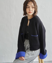 notch.（ノッチ）の「アルパカタッチバイカラーカーディガン（カーディガン/ボレロ）」