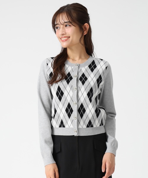 【専用】REVERE ツートーンアーガイル カーディガン セール】2025秋冬新作 アーガイルカーディガン（カーディガン/ボレロ
