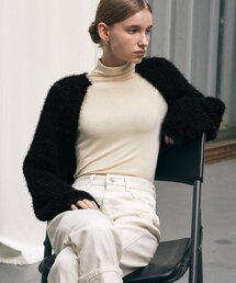 NICOLE BOUCLE BOLERO CARDIGAN_BLACK