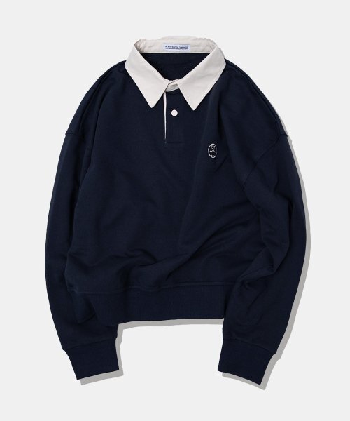 PLACE STUDIO(プレイススタジオ)の「オーバーサイズ配色カラー ミニマルロゴ スウェットTシャツ(スウェット・レディース・ネイビー/ブラウン・FREE)」の9枚目の写真