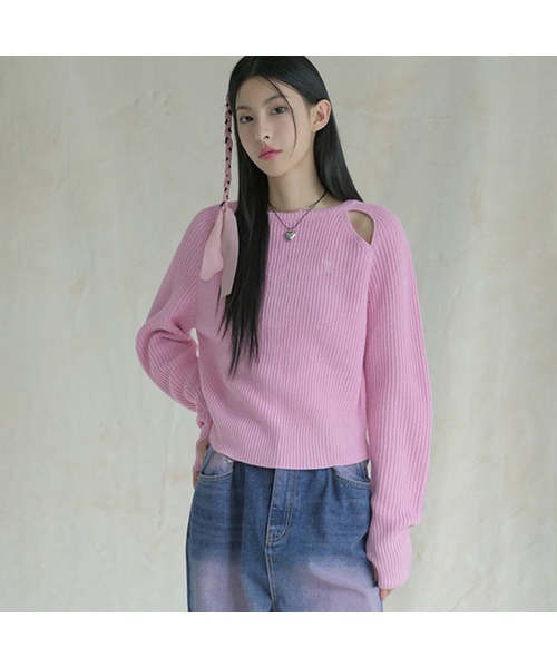 AVANDRESS(アバンドレス )の「Ribbed Cut-out Knit PINK(ニット/セーター・レディース・PINK・MEDIUM/SMALL)」の1枚目の写真
