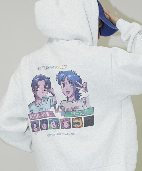 PUBLUX(パブリュクス)の「マリマリマリー×PUBLUX かなめvsレイジ プリントジップスウェットパーカー/裏起毛【限定展開】(パーカー・メンズ・ブラック/ライトグレー/ラベンダー・LARGE/MEDIUM)」の2枚目の写真