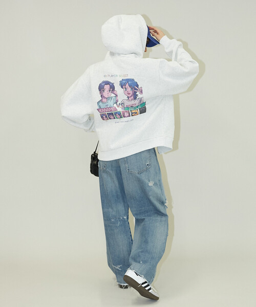 PUBLUX(パブリュクス)の「マリマリマリー×PUBLUX かなめvsレイジ プリントジップスウェットパーカー/裏起毛【限定展開】(パーカー・メンズ・ブラック/ライトグレー/ラベンダー・LARGE/MEDIUM)」の13枚目の写真