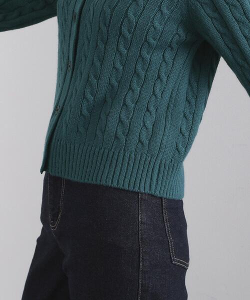 セール】ビック襟ケーブルニット【洗濯機OK／抗ピル】（ニット