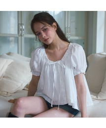 Puff Ribbon Blouse [White]