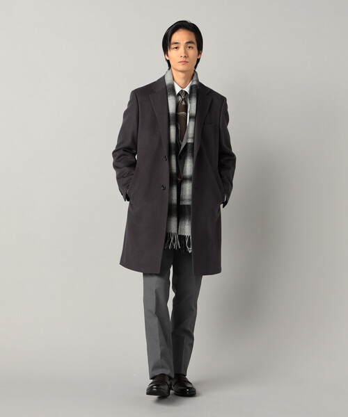COMME CA MEN(コムサメン)の「ウォッシャブルカシミヤ チェックマフラー(マフラー・メンズ・グレー/チャコールグレー・FREE)」の6枚目の写真
