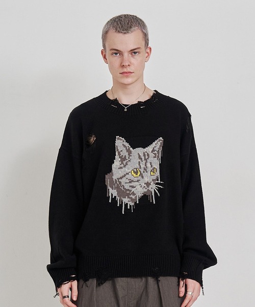 UNISEX】CAT GRAFFITY KNIT/キャットグラフィティニット（ニット