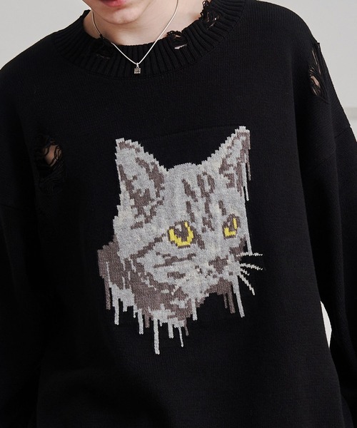 UNISEX】CAT GRAFFITY KNIT/キャットグラフィティニット（ニット