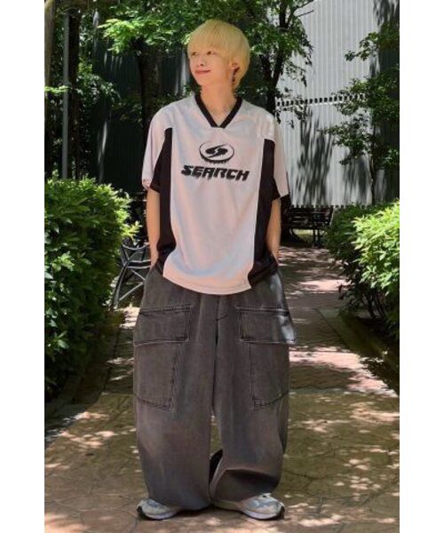 SEARCH410(サーチ410)の「スポーツVネッククールジャージ半袖Tシャツグレー(Tシャツ/カットソー・メンズ・その他・MEDIUM/LARGE)」の5枚目の写真