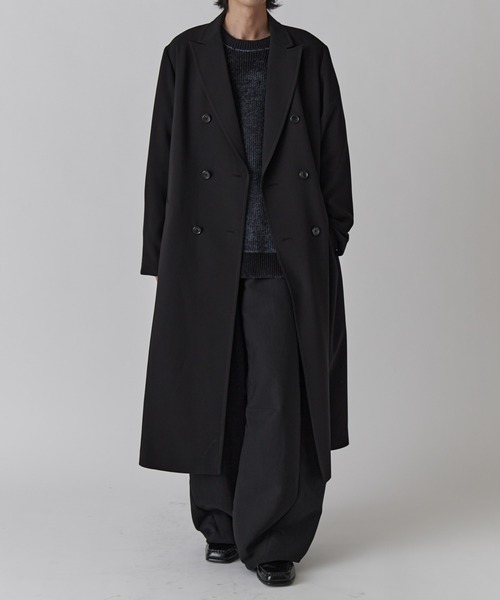 Lui's(ルイス)の「ダブルブレストスプリングロングコート(チェスターコート・メンズ・ライトグレー/ブラック・S/M)」の14枚目の写真